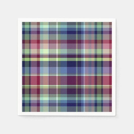 Sky Blue Navy Burgundy Pistach Preppy Madras Karie Serviette (Vorderseite)