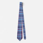 Sky Blue Navy Burgundy Preppy Madras Krawatte (Vorderseite)