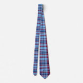 Sky Blue Navy Burgundy Preppy Madras Krawatte (Rückseite)