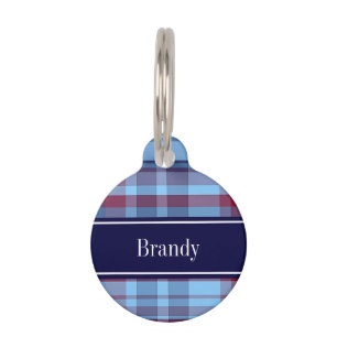 Sky Blue Navy Burgundy Preppy Madras N Monogram Haustiermarke