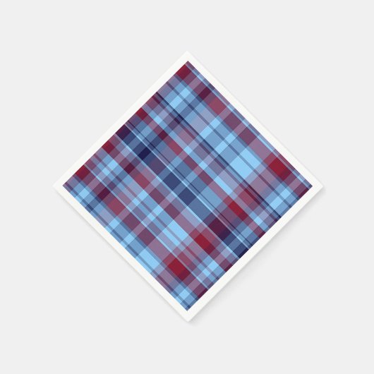Sky Blue Navy Burgundy Preppy Madras Serviette (Ecke)