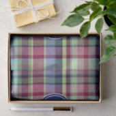 Sky Blue Navy Burgundy Wht Preppy Madras Monogram Seidenpapier (Geschenk)