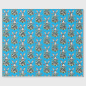 Sky Blue Niedlich Watercolor Bunny Floral Oster Geschenkpapier (Flach)