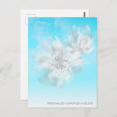 *~* Sky Blue Ombre Clouds Blume Glitzer Postkarte (Vorne/Hinten)