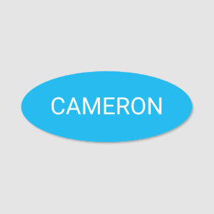 Sky Blue Oval Name Tag Abzeichen Button oder Magne