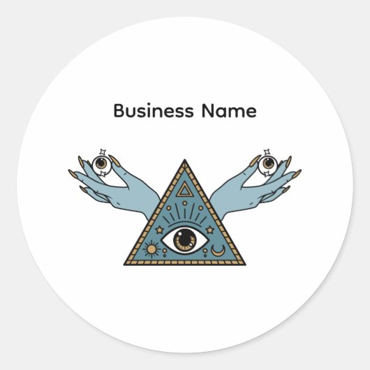 Sky Blue Pastel Blue Persönlicher Geschäftsname Runder Aufkleber (Vorderseite)