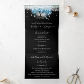 Sky Blue Pastel Heart Leaf Tree Wedding Dreifach Gefaltete Einladung (Innenseite)