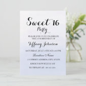 Sky Blue Pastel Sweet 16 Party Einladungen (Stehend Vorderseite)