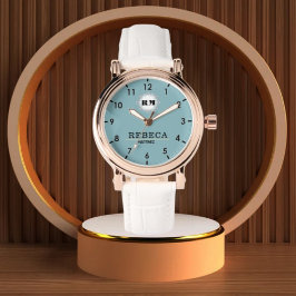 Sky Blue Personalized Custom Monogram Elegant  Armbanduhr