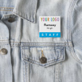 Sky Blue Pinback Abzeichen für Mitarbeiter mit Log Button (Beispiel)