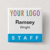 Sky Blue Pinback Abzeichen für Mitarbeiter mit Log Button (Vorderseite)