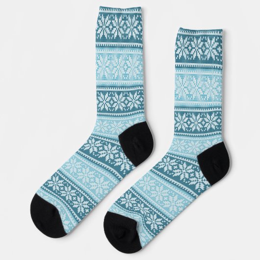 Sky Blue Poinsettia Blume Pattern Socken (Linkes Detail)