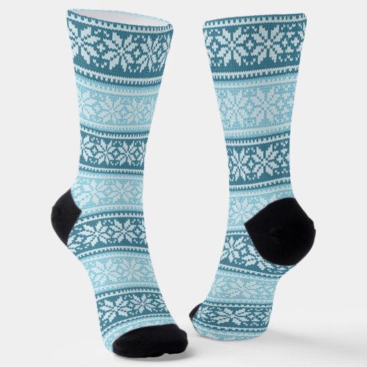 Sky Blue Poinsettia Blume Pattern Socken (Gewinkelt)