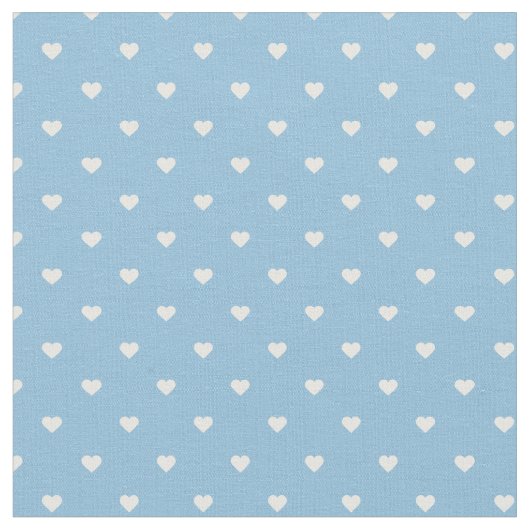 Sky Blue Polka Dot Hearts Stoff (Nahaufnahme)