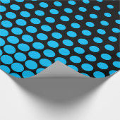 Sky Blue Polka Dot Modern Black Geschenkpapier (Ecke)