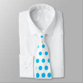 Sky Blue Polka Dot Modern White Krawatte (Gebunden)
