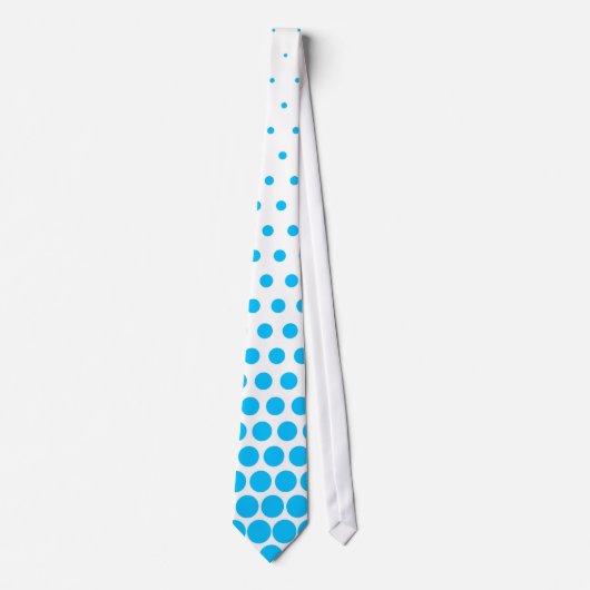 Sky Blue Polka Dot Modern White Krawatte (Vorderseite)