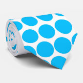 Sky Blue Polka Dot Modern White Krawatte (Gerollt)