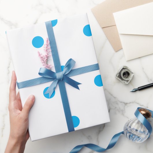 Sky Blue Polka Dot White Custom Color Holiday 2023 Geschenkpapier (Schenken)