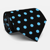Sky Blue Polka Dots Black Valentine's Day Geschenk Krawatte (Gerollt)