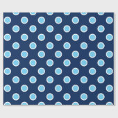 Sky Blue Polka Dots on Navy Wrapping Paper Geschenkpapier (Flach)