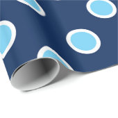 Sky Blue Polka Dots on Navy Wrapping Paper Geschenkpapier (Rolleneckpunkt)