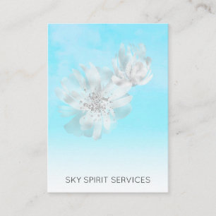 *~* Sky Blue QR Blume Glitzer Shimmer Visitenkarte