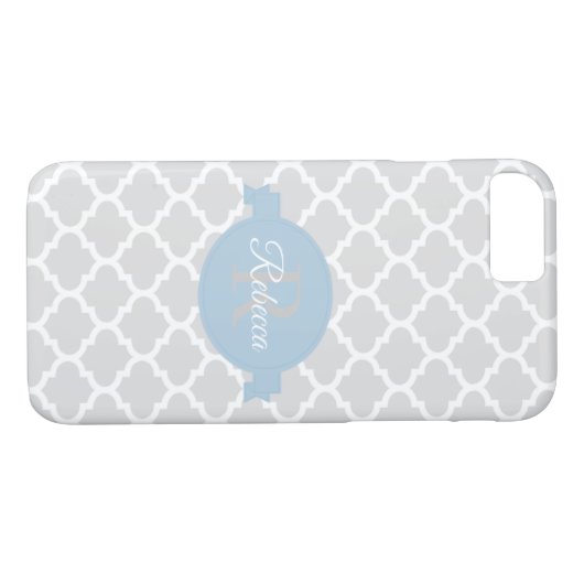 Sky Blue Quatrefoil Personalisiert Case-Mate iPhone Hülle (Rückseite (Horizontal))