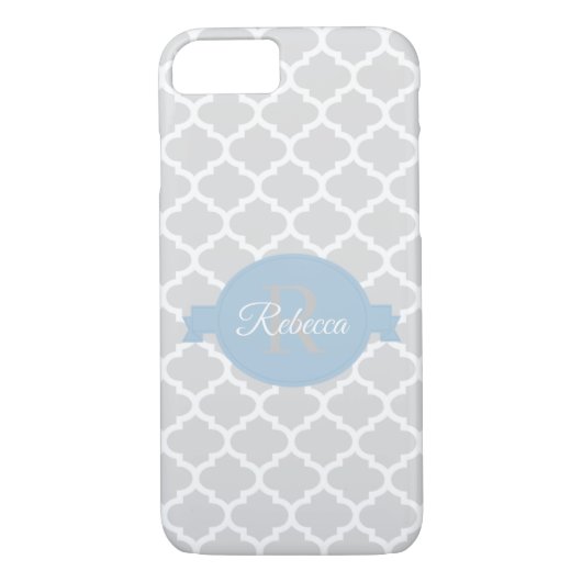 Sky Blue Quatrefoil Personalisiert Case-Mate iPhone Hülle (Rückseite)