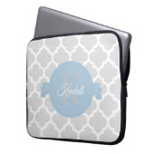 Sky Blue Quatrefoil Personalisiert Laptopschutzhülle (Vorderseite Links)