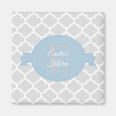 Sky Blue Quatrefoil Personalisiert Magnet (Vorne)