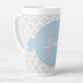 Sky Blue Quatrefoil Personalisierte Latte Tasse (Linke Ecke)