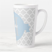 Sky Blue Quatrefoil Personalisierte Latte Tasse (Rechts)