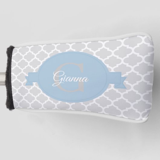 Sky Blue Quatrefoil Personalisierter Golf Head Cov Golf Headcover (Vorderseite)