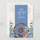 Sky Blue Quinceanera Mariachi Charro Western Rose Einladung (Rückseite)