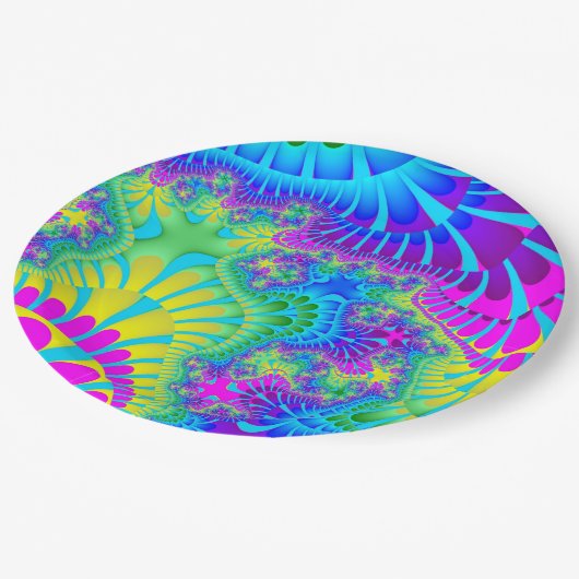 Sky Blue Rainbow Melt Pappteller (Schrägansicht)