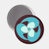 Sky Blue Retro Crescent Spiral Blume Magnet (Vorderseite/Rückseite)