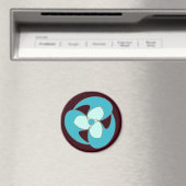 Sky Blue Retro Crescent Spiral Blume Magnet (In Situ (Geschirrspüler))