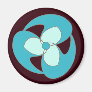 Sky Blue Retro Crescent Spiral Blume Magnet