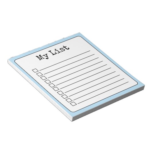 Sky Blue Retro Custom Checklist Lined Notizblock (angewinkelt)