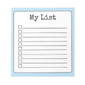 Sky Blue Retro Custom Checklist Lined Notizblock (Vorderseite)