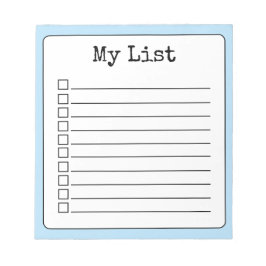 Sky Blue Retro Custom Checklist Lined Notizblock