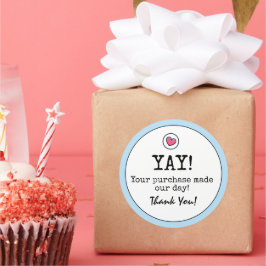 Sky Blue Retro mit Herz Business Vielen Dank Runder Aufkleber