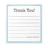 Sky Blue Retro Vielen Dank Ihr Name Lined Notizblock (Vorderseite)