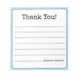 Sky Blue Retro Vielen Dank Ihr Name Lined Notizblock