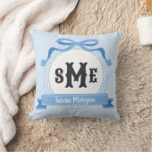 Sky Blue Reverse Griw Key Bow Monogram Kissen (Decke)