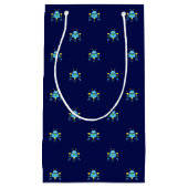Sky Blue Robot Pattern Navy Blue Gift Bag Kleine Geschenktüte (Vorderseite)