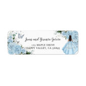 Sky Blue Rose Floral Quinceñera Rücksendeadresse (Vorne)