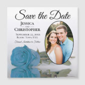 Sky Blue Rose Wedding Save the Date Foto Magnet (Vorderseite)