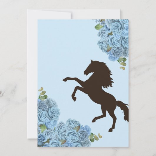 Sky Blue Rose Western Ranch Thema Quinceañera Einladung (Rückseite)